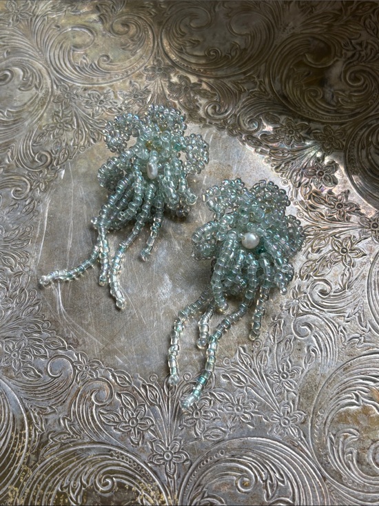 Jewelry - Elegant Beaded Floral Earrings